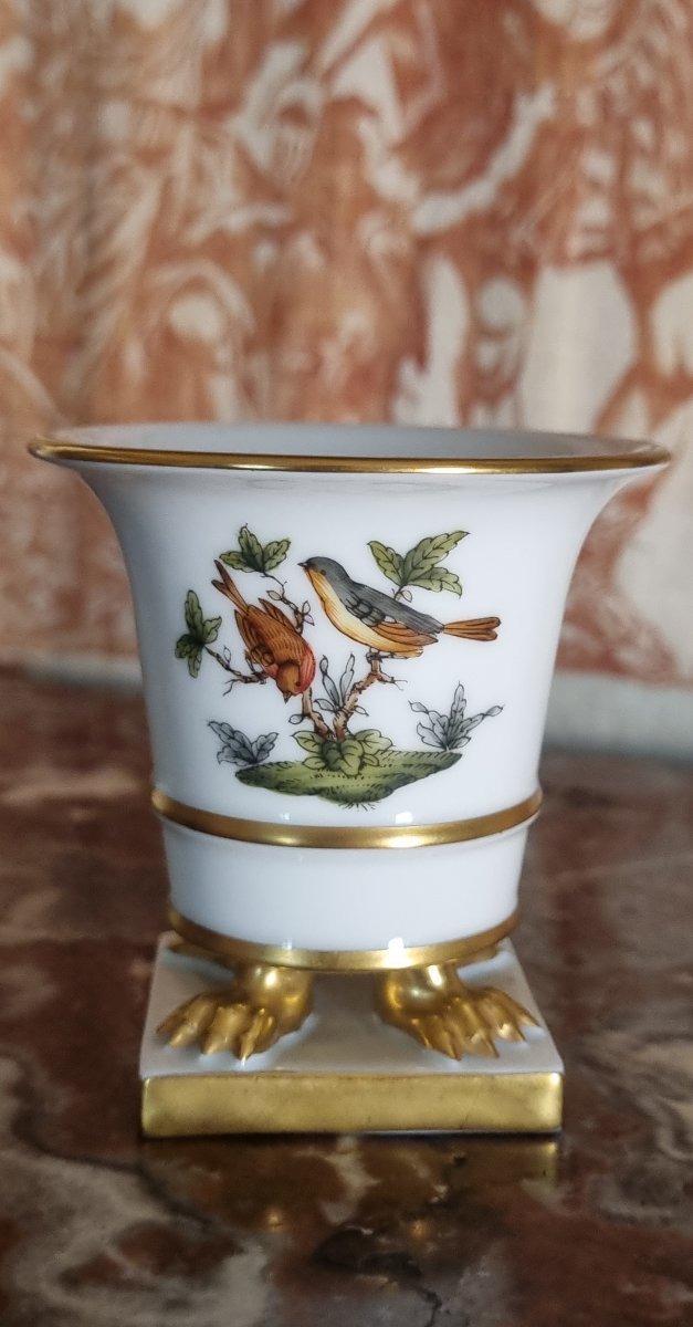 PORCELAINE HEREND HONGRIE MODELE ROTHSCHILD OISEAUX BIRDS  VASE