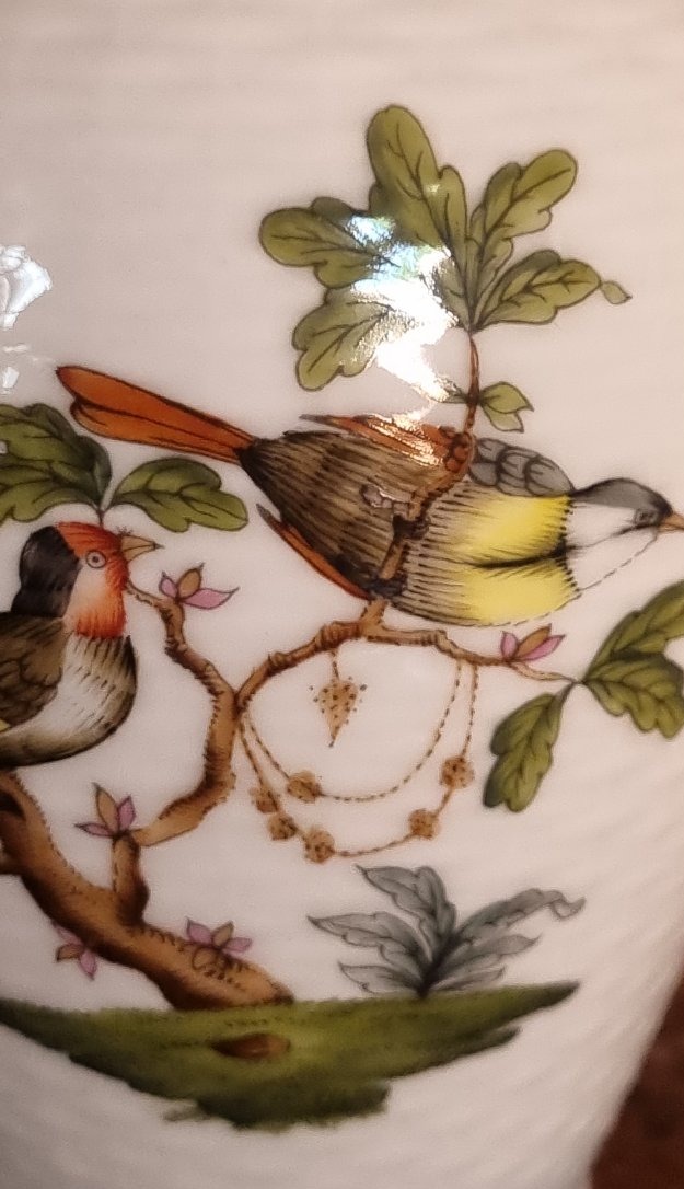  Herend Porcelain, Hungary, Rothschild Model, Birds, Vase, 15 Cm-photo-2