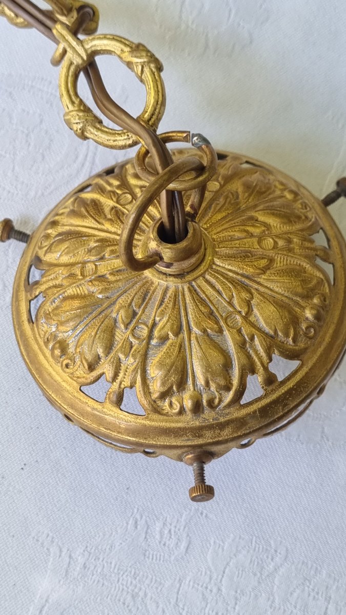 Hall Lantern, Small Gilded Bronze Chandelier, 19th Century, Napoleon III, Cut Crystal-photo-1