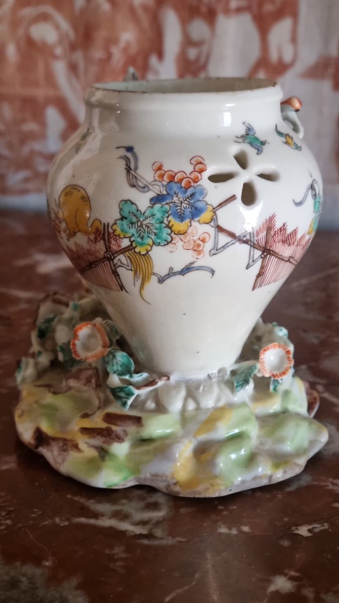 PORCELAINE DE MENNECY VASE POT POURRI KAKIEMON EPOQUE XVIIIe LOUIS XV-photo-3