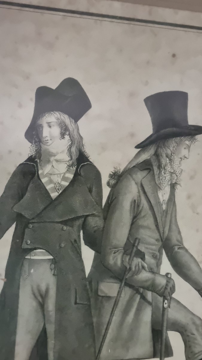 Jean François BOSIO AQUATINTE EPOQUE DIRECTOIRE INCROYABLES ET MERVEILLEUSES GRAVURE  MONACO-photo-3