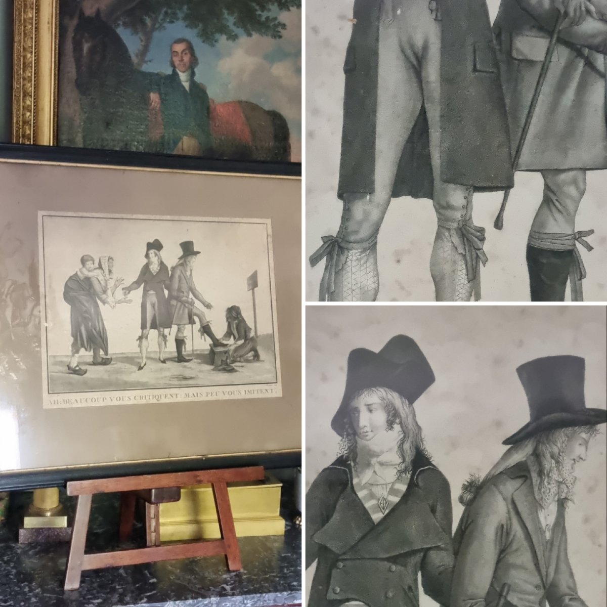 Jean François BOSIO AQUATINTE EPOQUE DIRECTOIRE INCROYABLES ET MERVEILLEUSES GRAVURE  MONACO