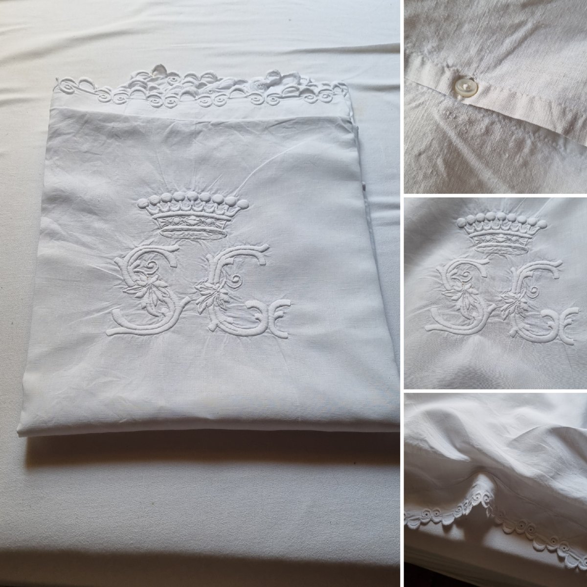 "couronne Comte" Linen Pillowcase — Vintage Linen 