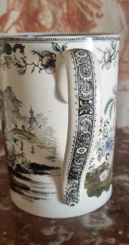 Creil And Montereau Earthenware, "pagode" Model, Rare Pitcher-photo-3
