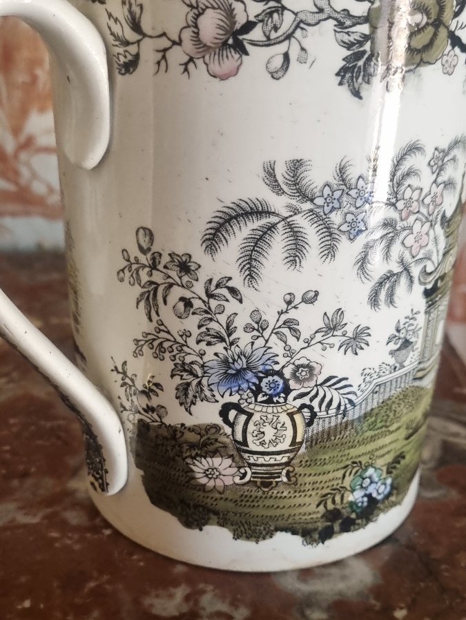 Creil And Montereau Earthenware, "pagode" Model, Rare Pitcher-photo-4