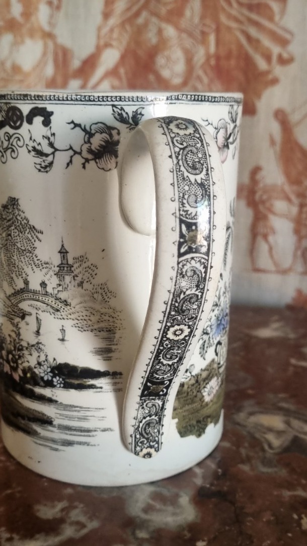 Creil And Montereau Earthenware, "pagode" Model, Rare Pitcher-photo-1