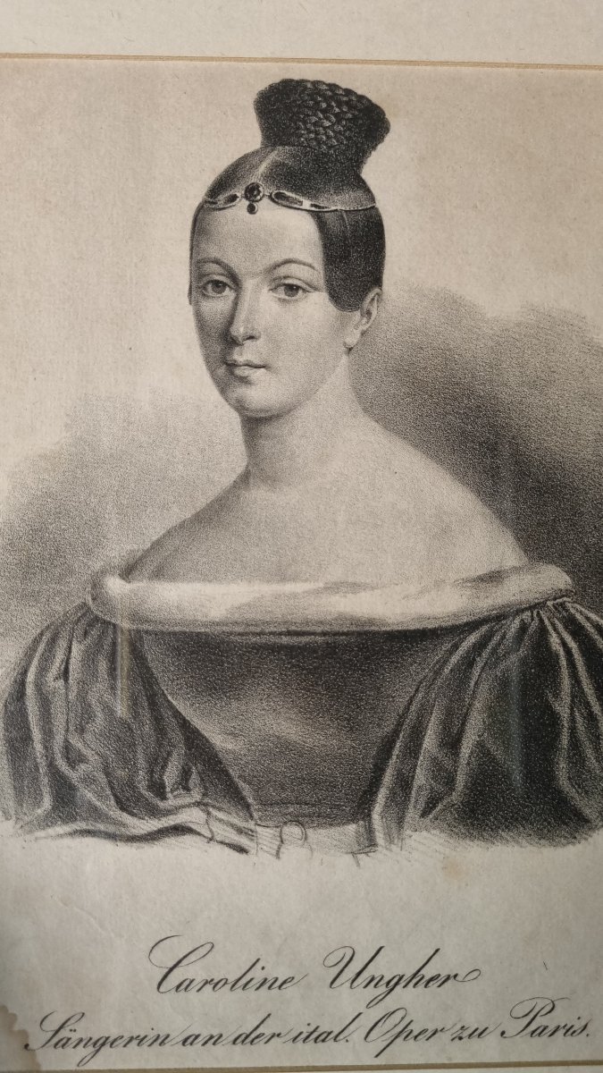 Engraving: Opera, Singer Carolina Unger Ungher Sabatier, Music By Beethoven And Bellini