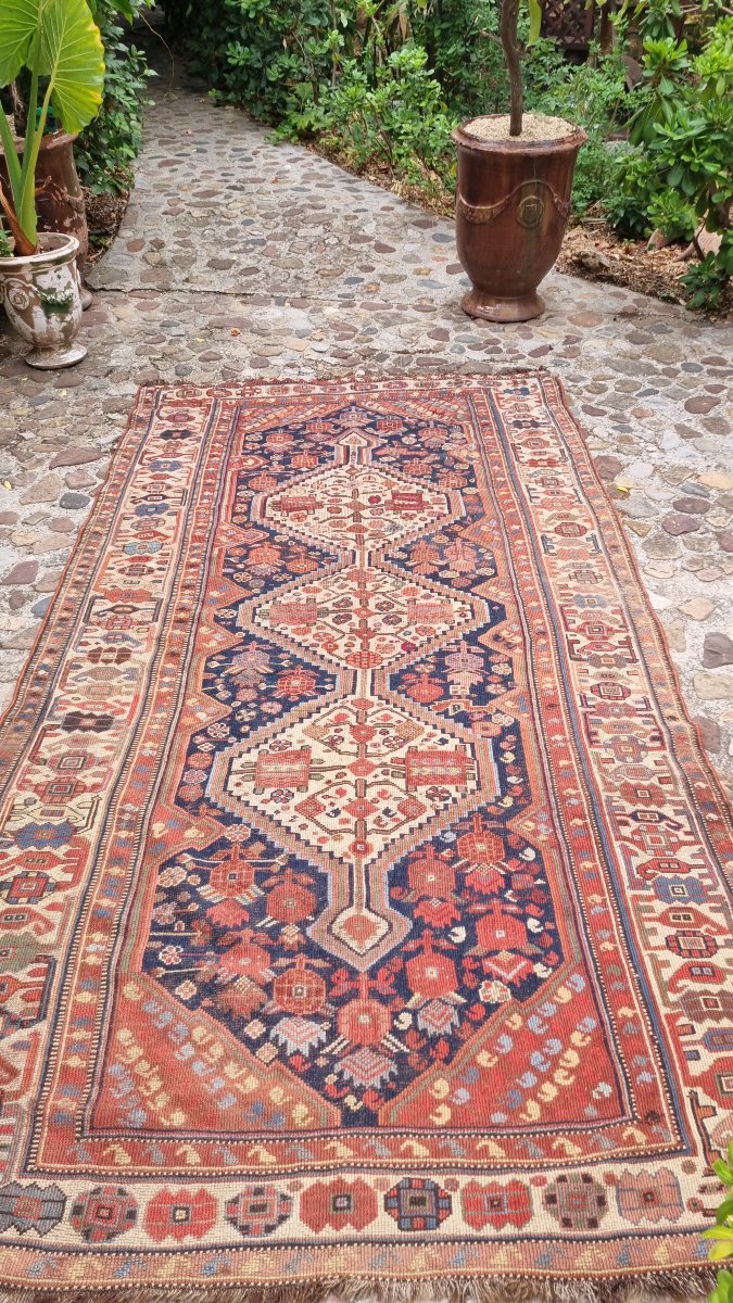 TAPIS DE GALERIE COULOIR ANCIEN CAUCASE NOUÉ MAIN XIXe 155 x 300-photo-2