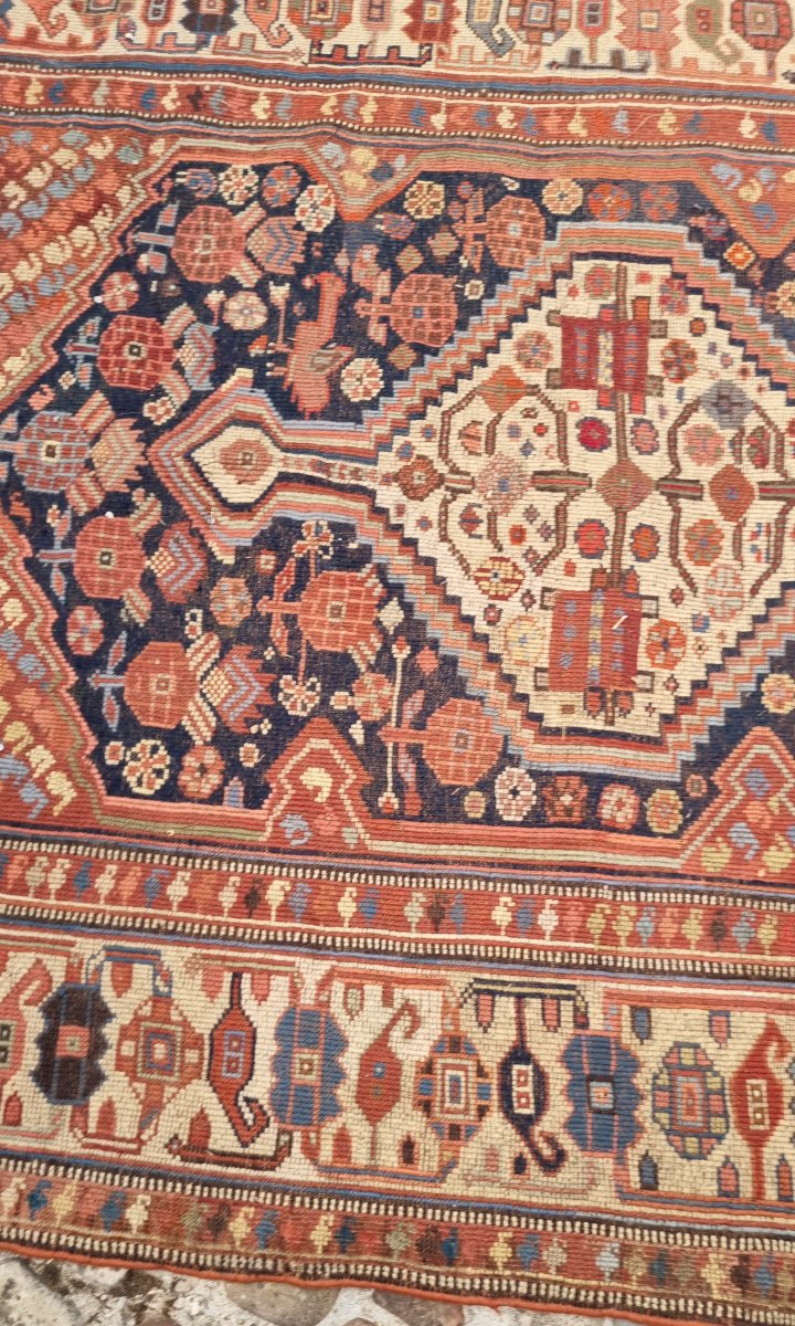TAPIS DE GALERIE COULOIR ANCIEN CAUCASE NOUÉ MAIN XIXe 155 x 300-photo-4