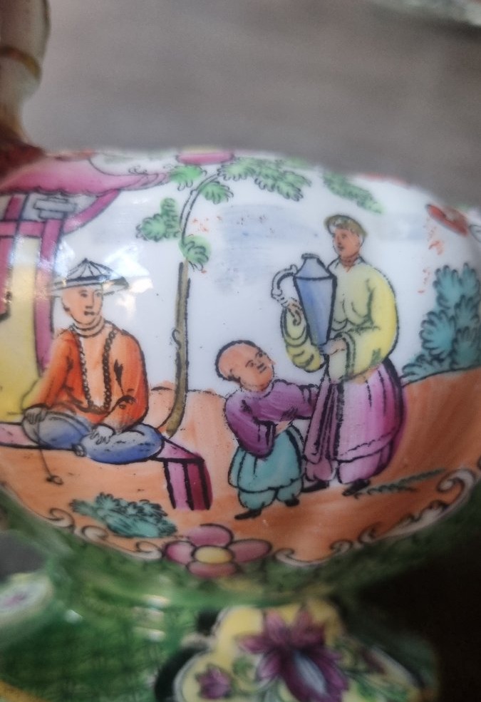 English Fine Earthenware Tea Pot, Circa 1840, With Chinese Decor-photo-4