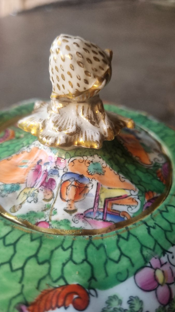 English Fine Earthenware Tea Pot, Circa 1840, With Chinese Decor-photo-7