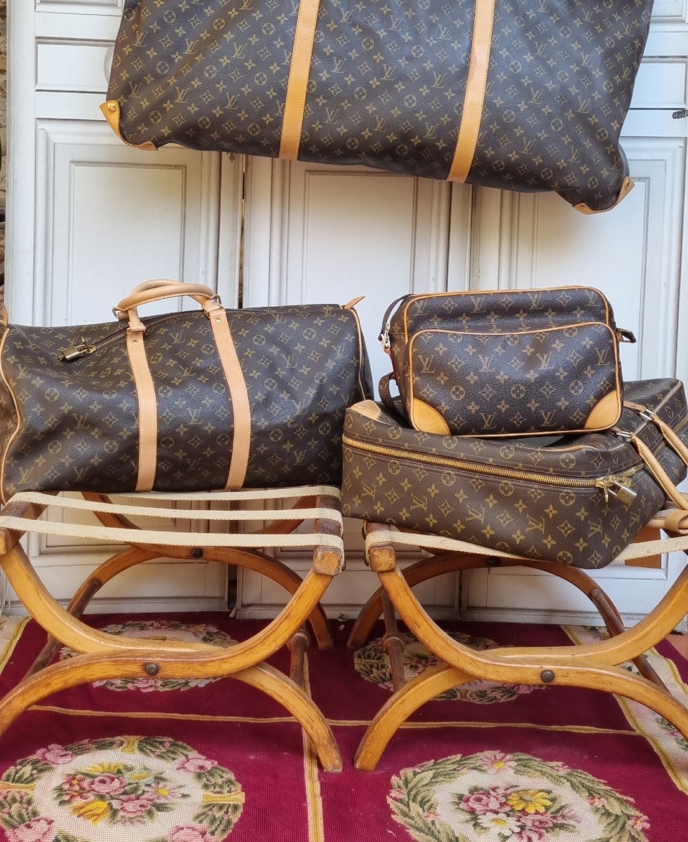 PAIRE DE PORTE-BAGAGES HÔTEL VINTAGE ANCIEN-photo-2