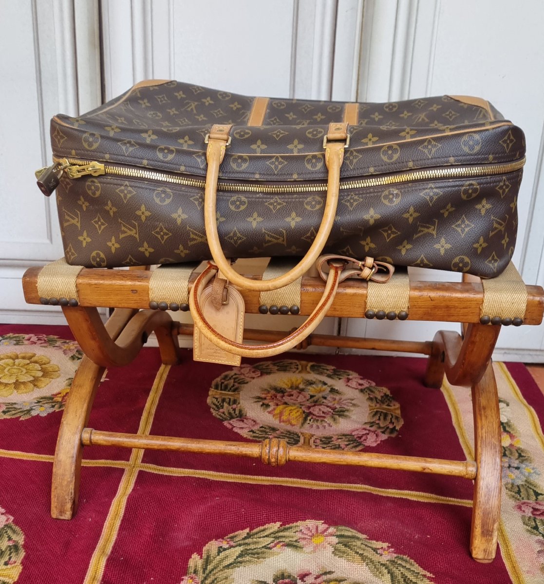 PAIRE DE PORTE-BAGAGES HÔTEL VINTAGE ANCIEN-photo-2