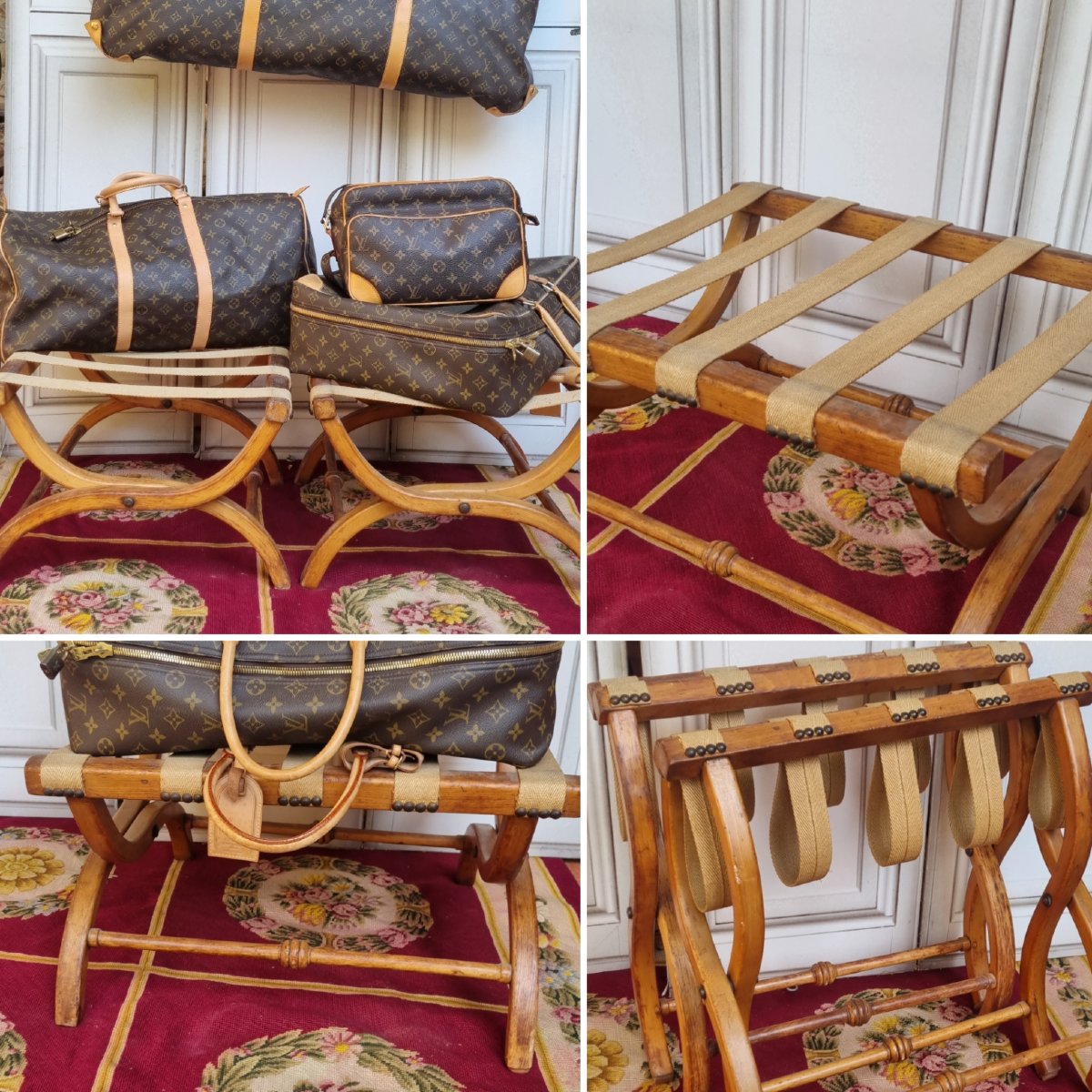 PAIRE DE PORTE-BAGAGES HÔTEL VINTAGE ANCIEN