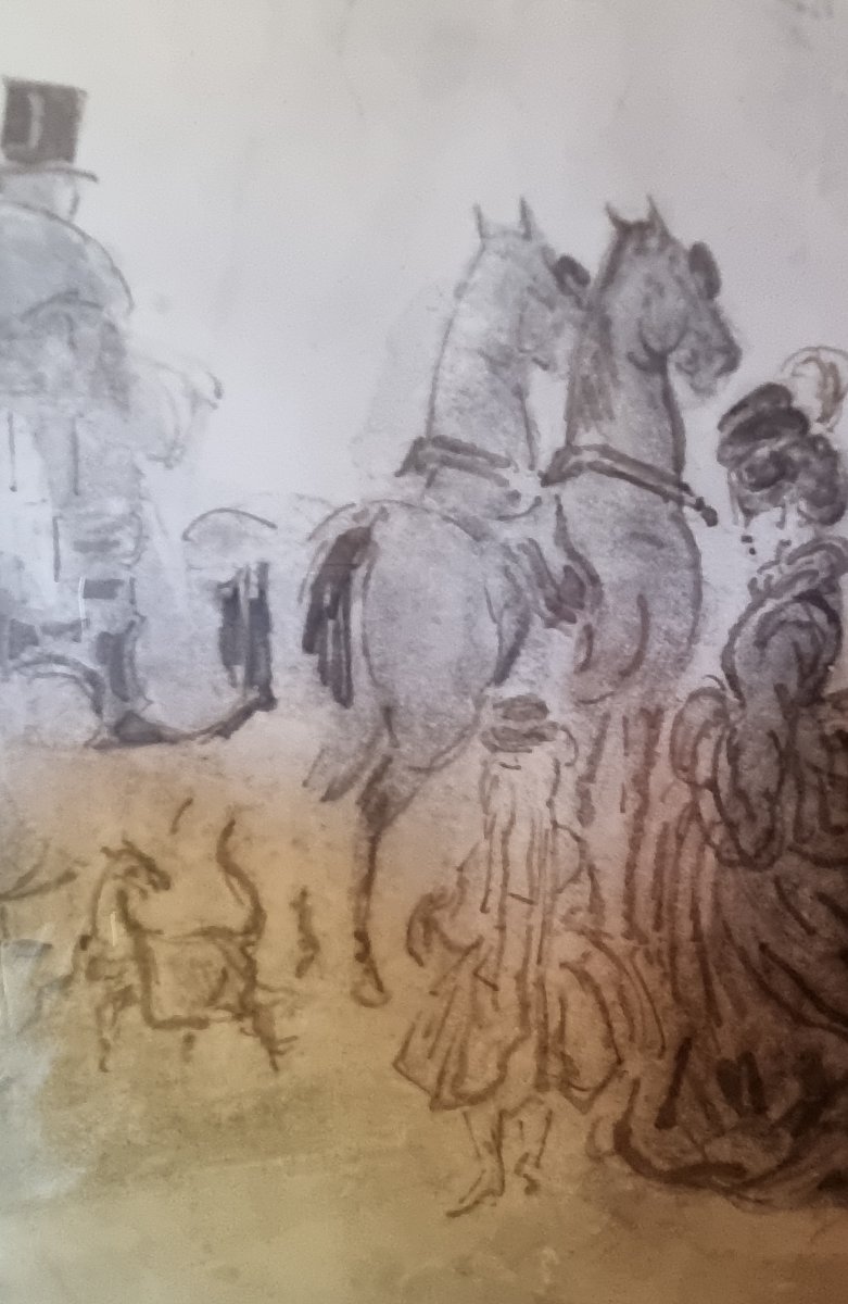 Constantin Guys (vlissingen, Dec. 3, 1802 – Paris, Mar. 13, 1892) Ink Wash Drawing, Paris-photo-4