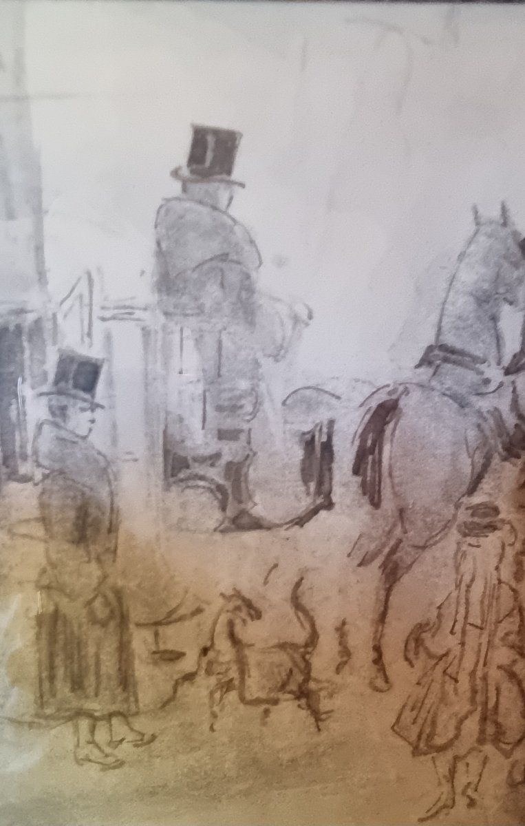 Constantin Guys (vlissingen, Dec. 3, 1802 – Paris, Mar. 13, 1892) Ink Wash Drawing, Paris-photo-1