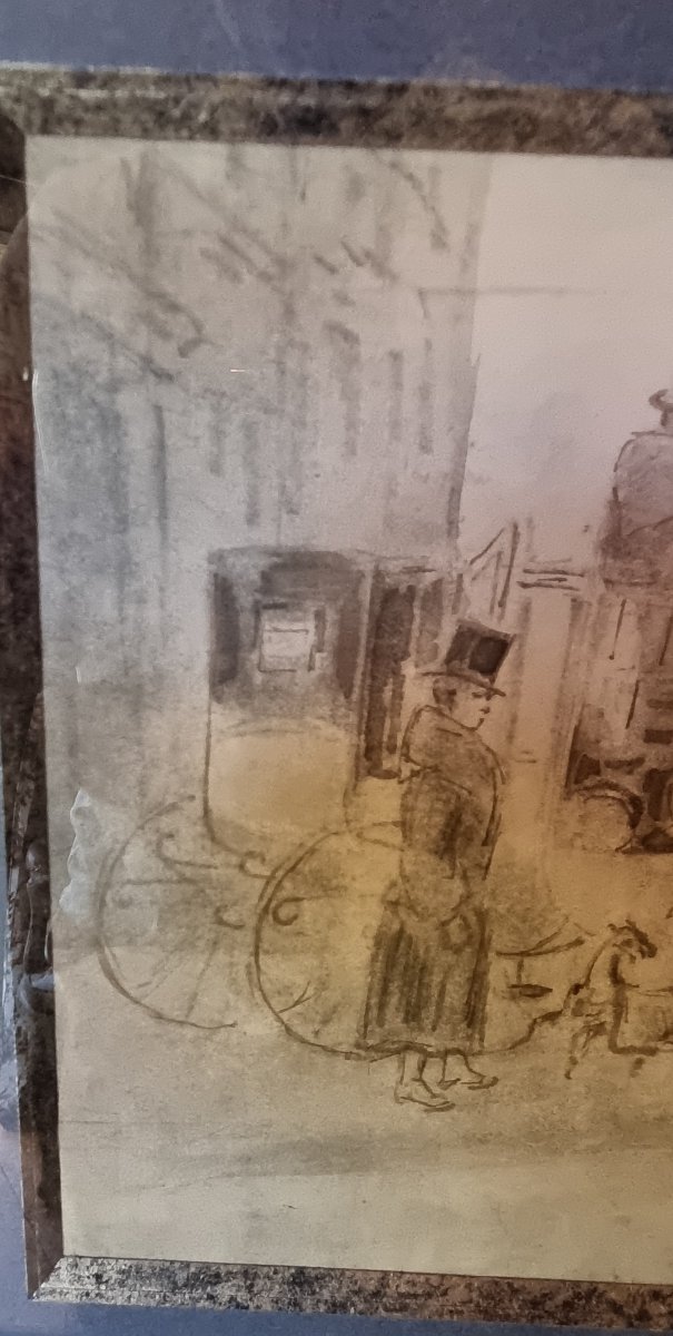 Constantin Guys (vlissingen, Dec. 3, 1802 – Paris, Mar. 13, 1892) Ink Wash Drawing, Paris-photo-3