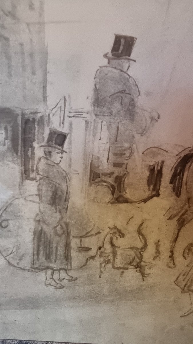 Constantin Guys (vlissingen, Dec. 3, 1802 – Paris, Mar. 13, 1892) Ink Wash Drawing, Paris-photo-4