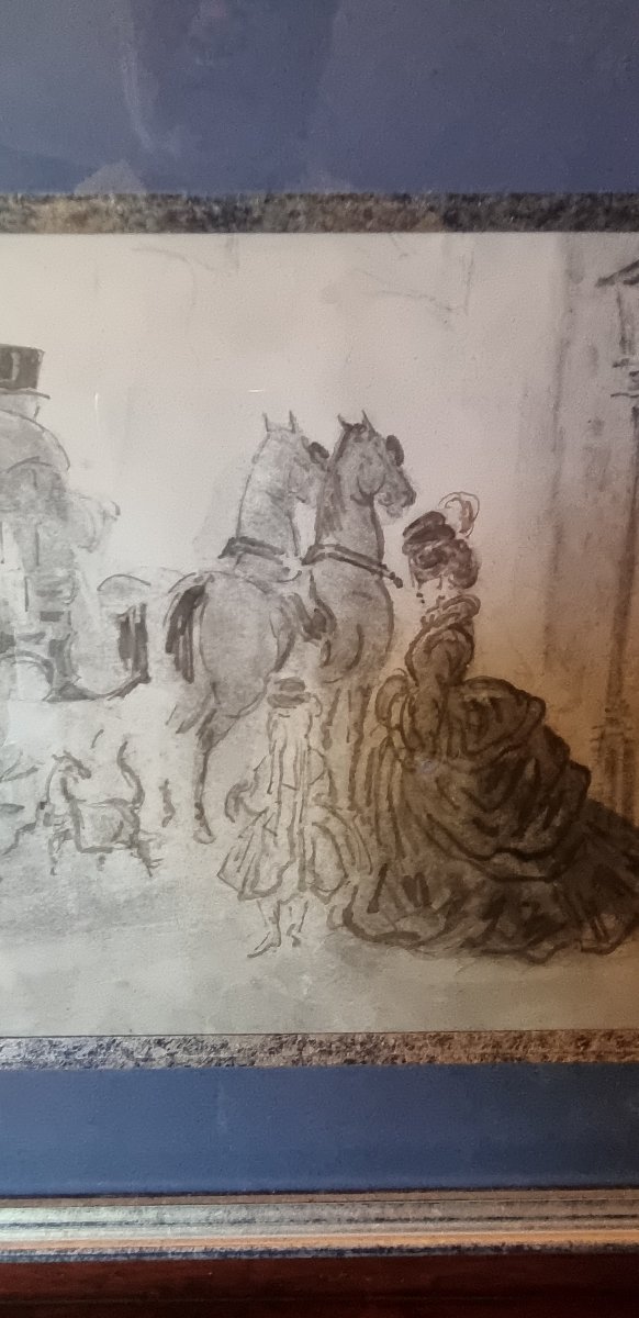Constantin Guys (vlissingen, Dec. 3, 1802 – Paris, Mar. 13, 1892) Ink Wash Drawing, Paris-photo-5