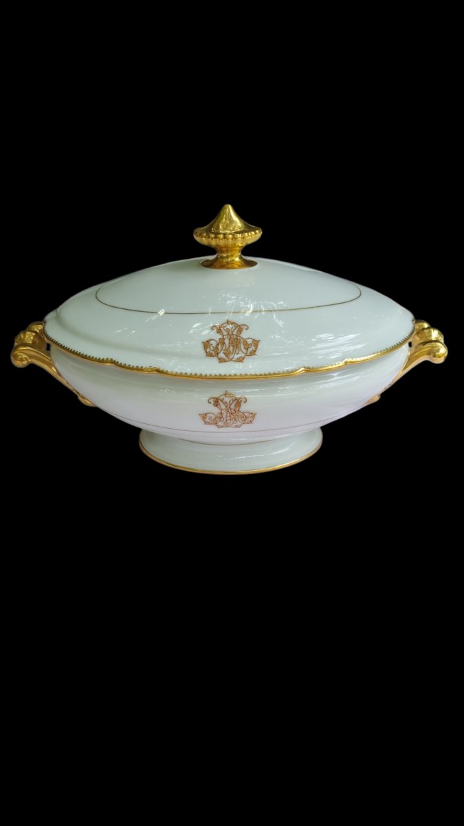 Small White And Gold Limoges Porcelain Table Set In The Napoleon III Style -photo-2