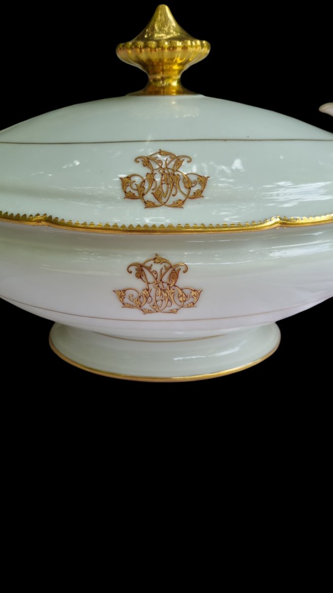 Small White And Gold Limoges Porcelain Table Set In The Napoleon III Style -photo-1