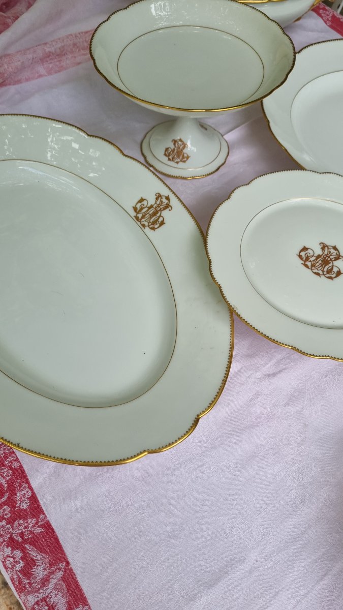 Small White And Gold Limoges Porcelain Table Set In The Napoleon III Style -photo-3