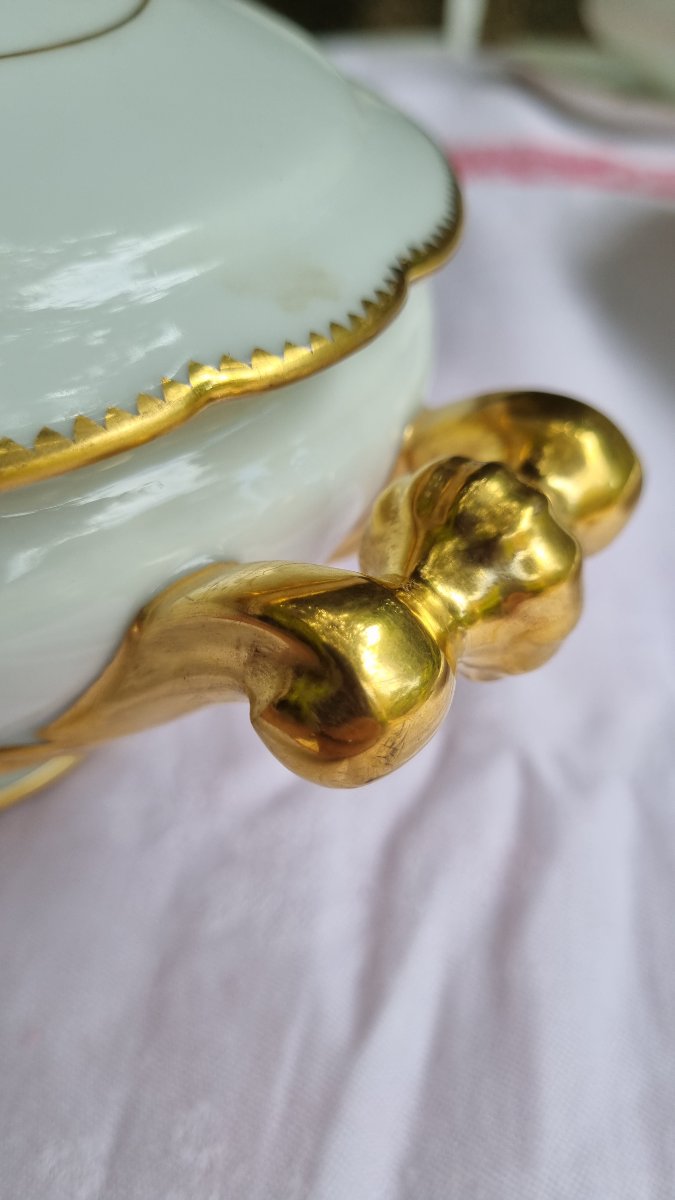 Small White And Gold Limoges Porcelain Table Set In The Napoleon III Style -photo-8