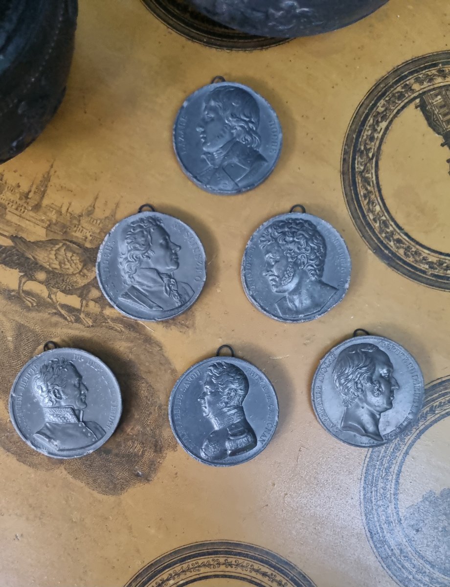 6 Plaster Medallions, "grand Tour" Souvenir Style, Circa 1830-photo-2