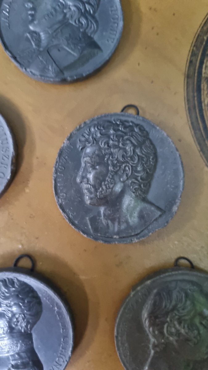 6 Plaster Medallions, "grand Tour" Souvenir Style, Circa 1830-photo-3