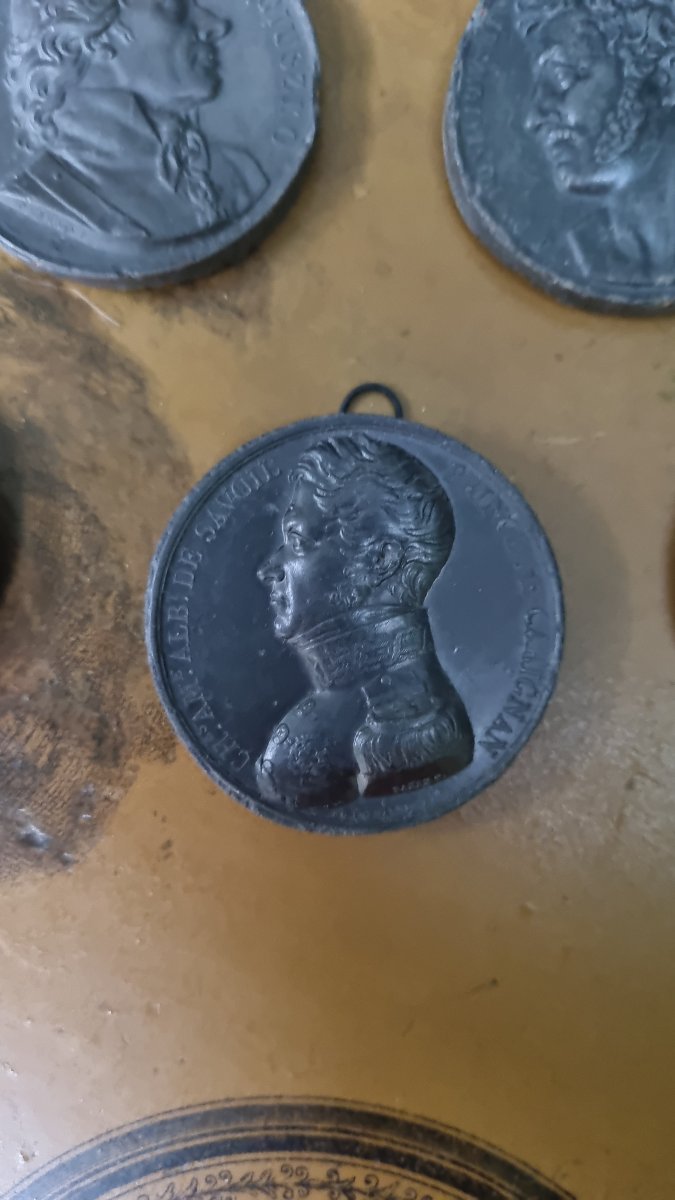 6 Plaster Medallions, "grand Tour" Souvenir Style, Circa 1830-photo-5