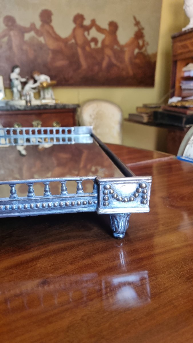 SURTOUT DE TABLE CENTRE DE TABLE MÉTAL ARGENTÉ  STYLE LOUIS XVI ÉPOQUE NAPOLÉON III -photo-1