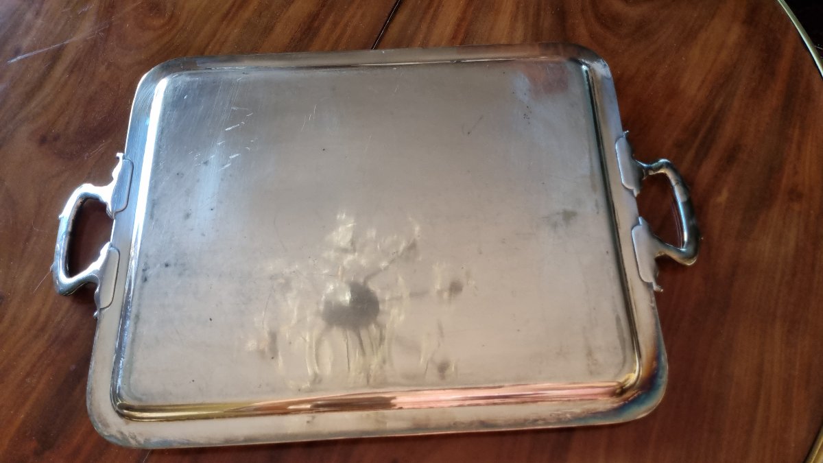 Silver-plated Metal Serving Tray From The Napoleon III Era -photo-3