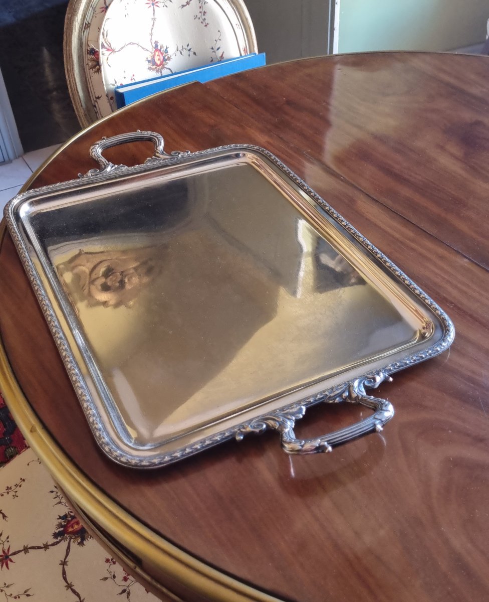 Silver-plated Metal Serving Tray From The Napoleon III Era -photo-1