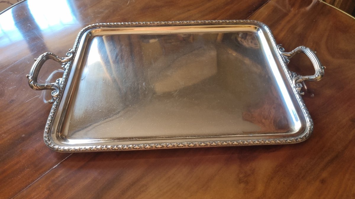 Silver-plated Metal Serving Tray From The Napoleon III Era 