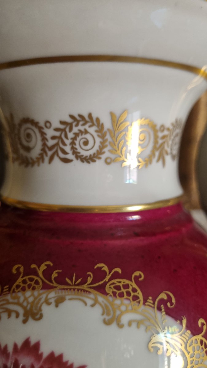 Limoges Porcelain Vase, Empire Style, In Perfect Condition, H 32.5 Cm-photo-3