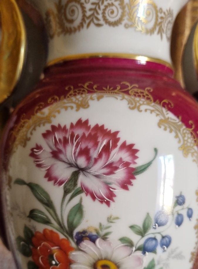 Limoges Porcelain Vase, Empire Style, In Perfect Condition, H 32.5 Cm-photo-2