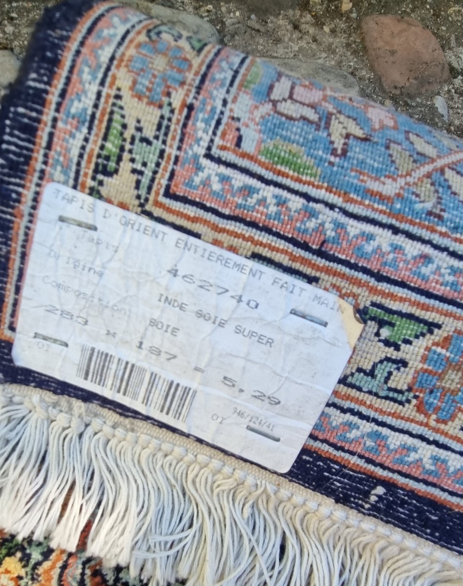 TAPIS EN SOIE CACHEMIRE 283  X 187 CM NOUÉ MAIN D'ORIENT-photo-4