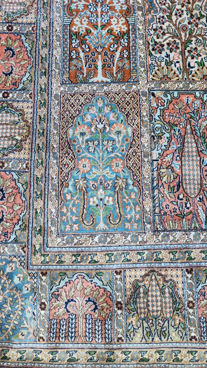TAPIS EN SOIE CACHEMIRE 283  X 187 CM NOUÉ MAIN D'ORIENT-photo-5