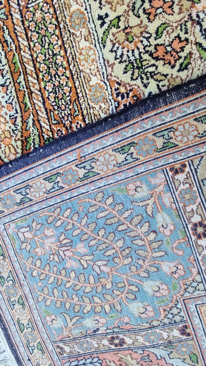 TAPIS EN SOIE CACHEMIRE 283  X 187 CM NOUÉ MAIN D'ORIENT-photo-7