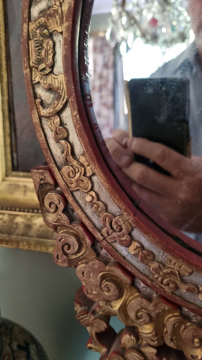 Large Chinese Table Mirror, 19th Century, 72 Cm Tall, Chinese Art -photo-6