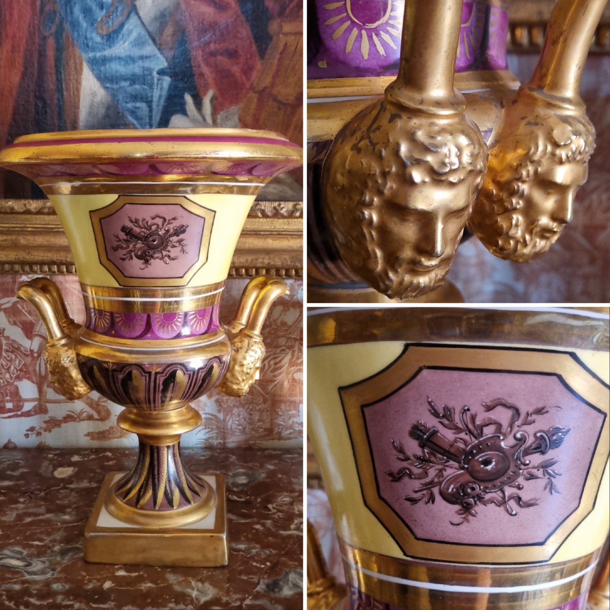 LE TALLEC PORCELAINE DE PARIS GRAND VASSE DE STYLE  MEDICIS DIRECTOIRE FIN XVIIIe