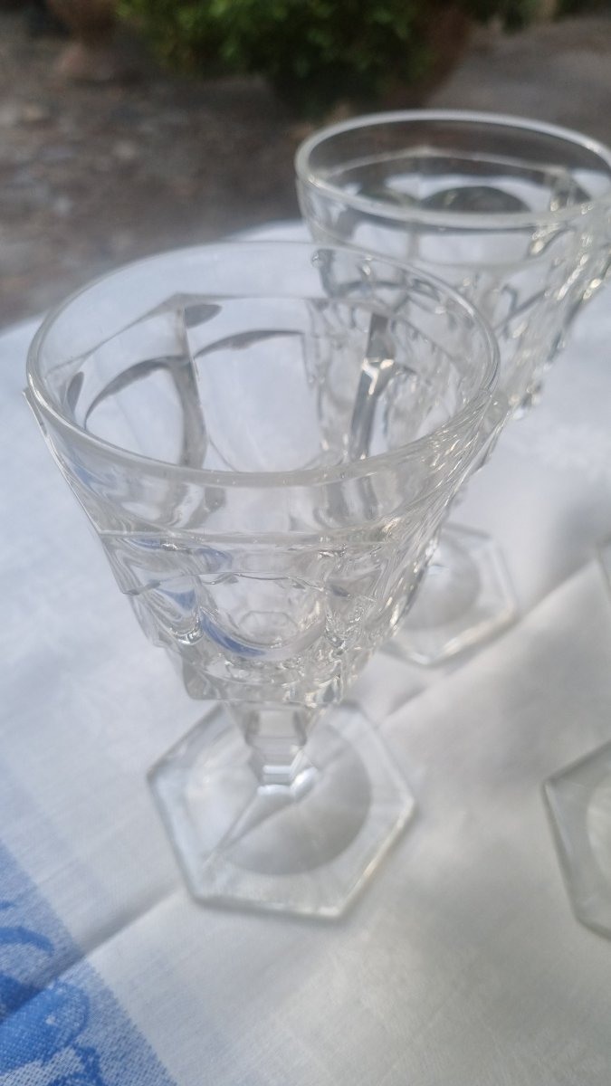 Set Of 6 Large Baccarat Crystal Glasses, "le Creusot," Circa 1830, Charles X Era, Louis-ph-photo-4
