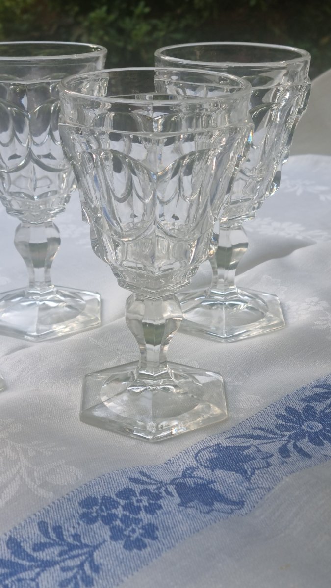 Set Of 6 Large Baccarat Crystal Glasses, "le Creusot," Circa 1830, Charles X Era, Louis-ph-photo-1