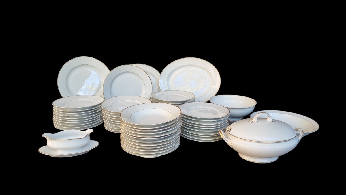 Bernardaud SERVICE DE TABLE EN PORCELAINE DE LIMOGES BLANC ET OR-photo-4