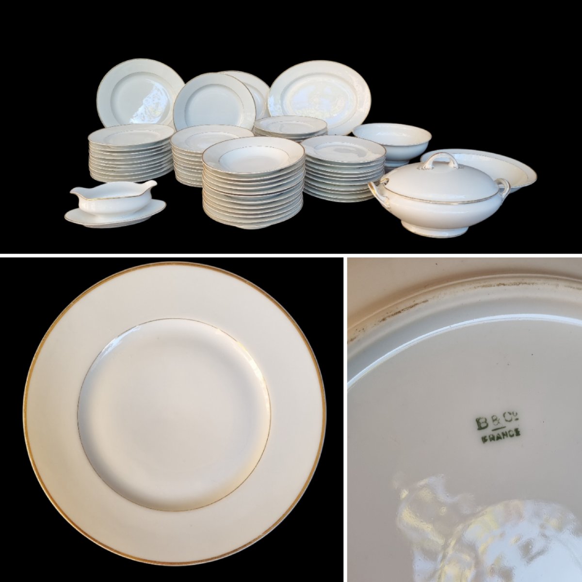 Bernardaud SERVICE DE TABLE EN PORCELAINE DE LIMOGES BLANC ET OR