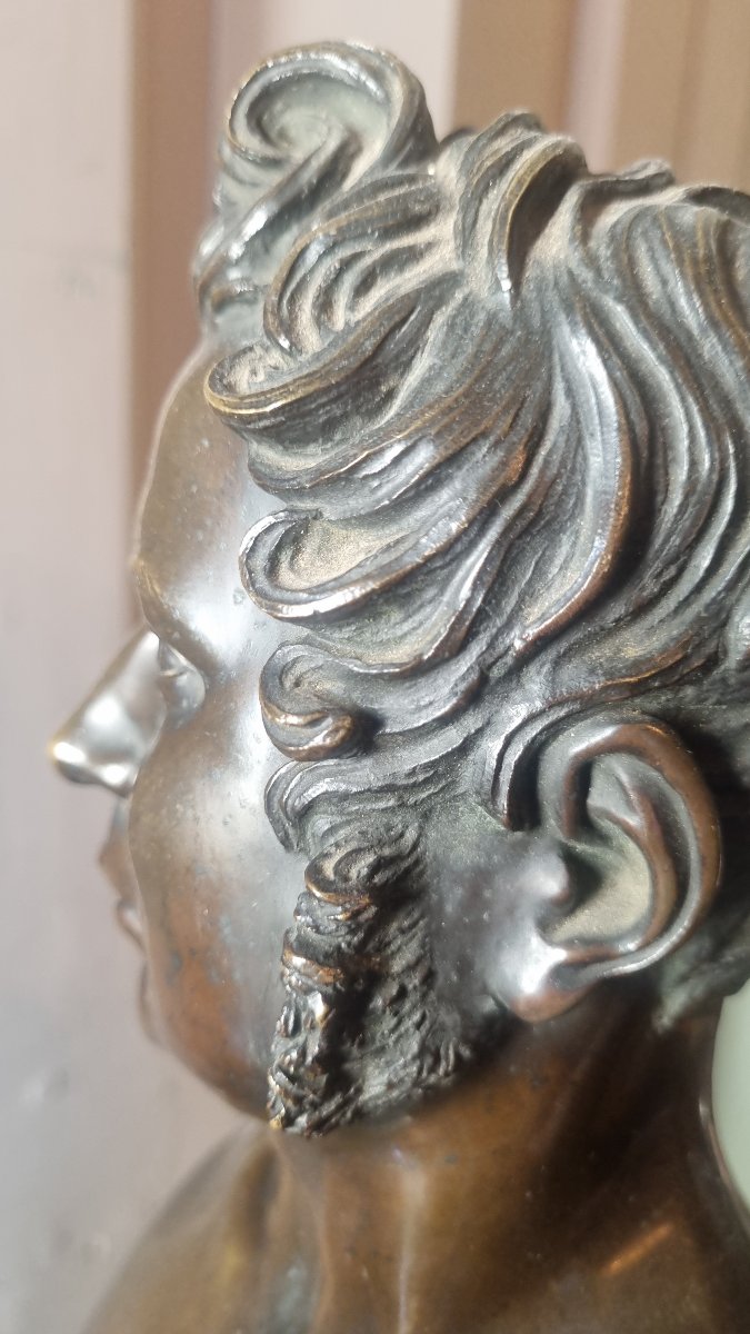 BUSTE D'HOMME EN BRONZE ÉPOQUE RESTAURATION CHARLES X-photo-3