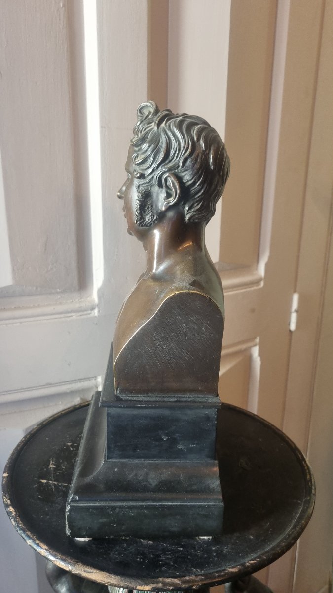BUSTE D'HOMME EN BRONZE ÉPOQUE RESTAURATION CHARLES X-photo-4