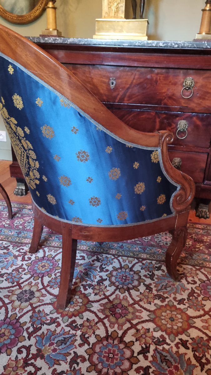 Charles X-era Mahogany Gondola Armchair  -photo-4