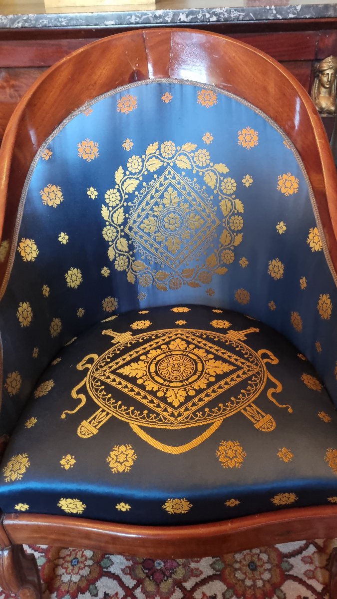 Charles X-era Mahogany Gondola Armchair  -photo-4
