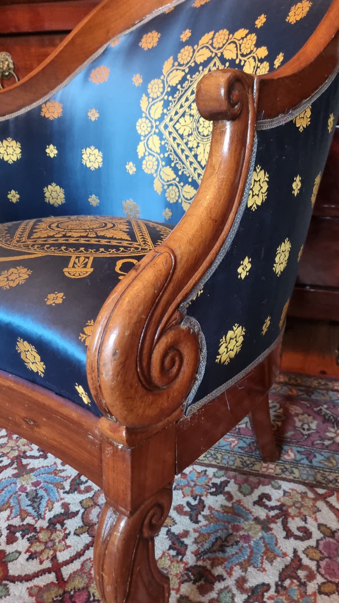 Charles X-era Mahogany Gondola Armchair  -photo-3
